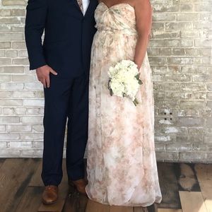 Vintage floral print bridesmaid dress